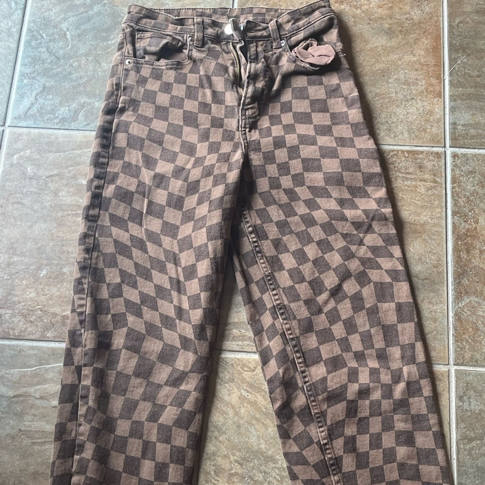 H&M Divided Tan Checkered Pants